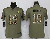 Women Nike Vikings 19 Adam Thielen Olive Camo Salute To Service Limited Jersey,baseball caps,new era cap wholesale,wholesale hats